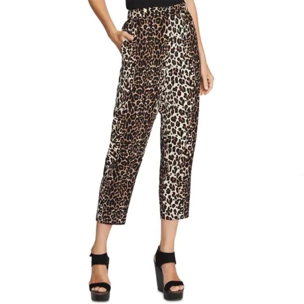 Vince Camuto Animal Print Leopard High Rise Ankle Crop Pants Size L